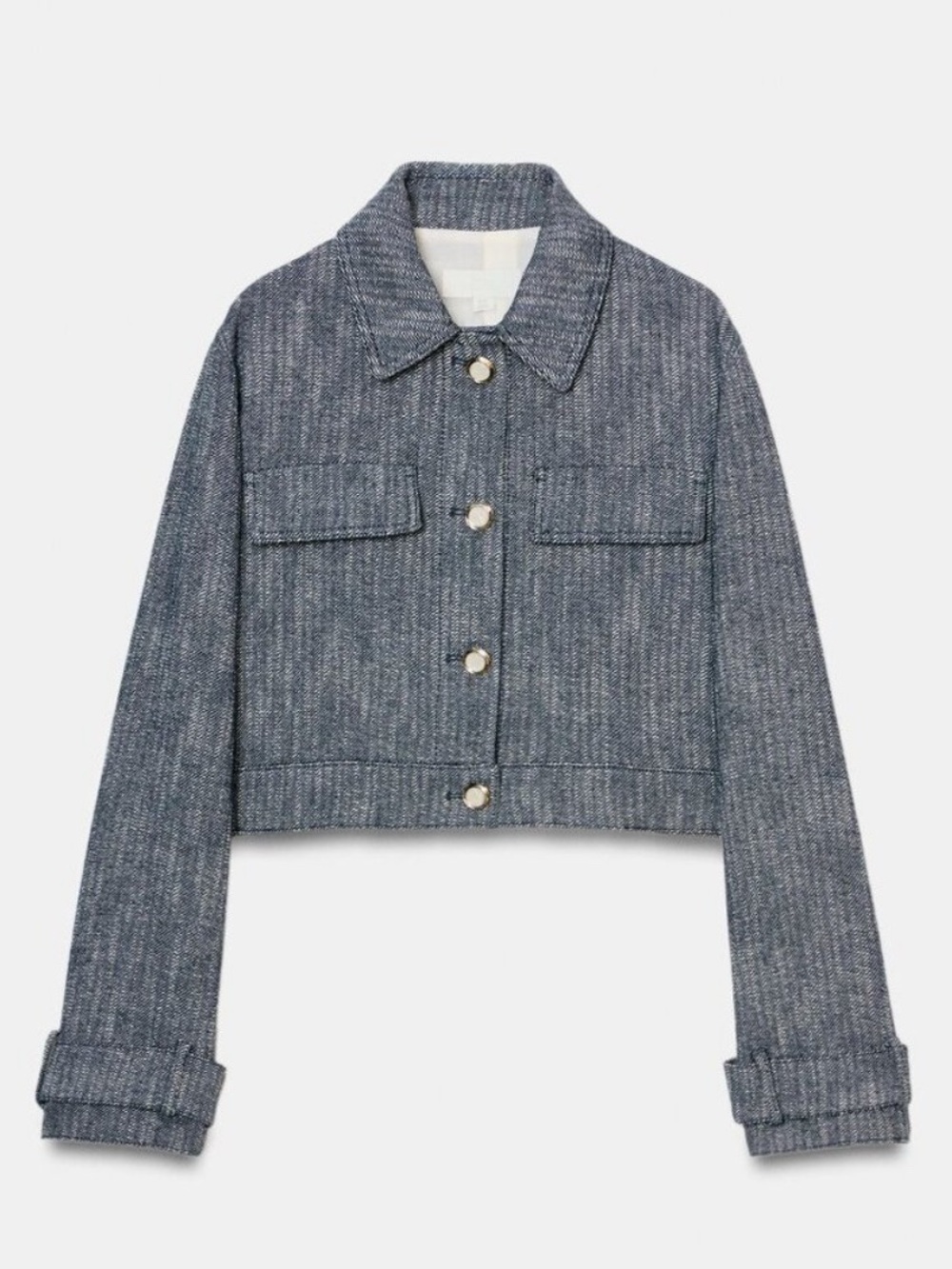Zara Cropped Denim-Style Jacket and skirt set Heather Blue